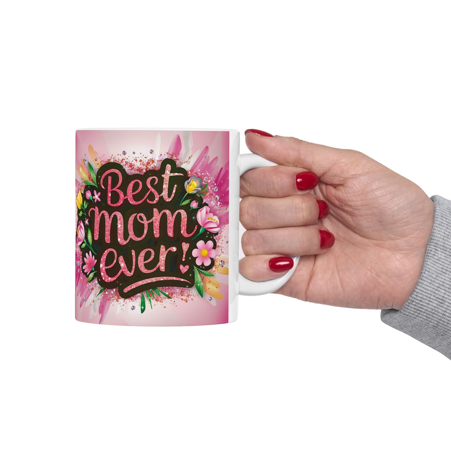 Best Mom Ever Floral Ceramic Mug - Perfect Gift for Mother’s Day and Birthdays