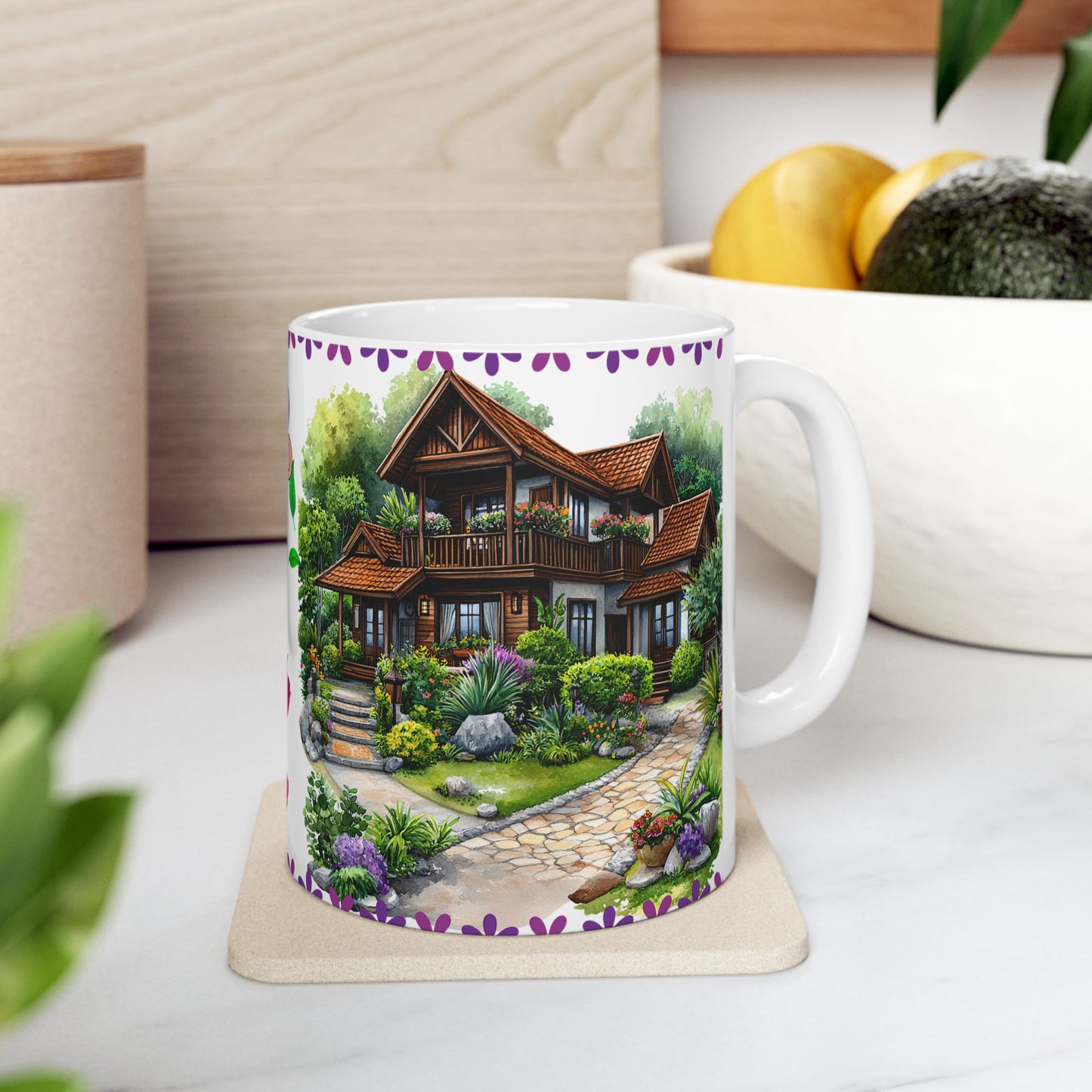 Whimsical Garden Ceramic Mug - 11oz Perfect for Nature Lovers