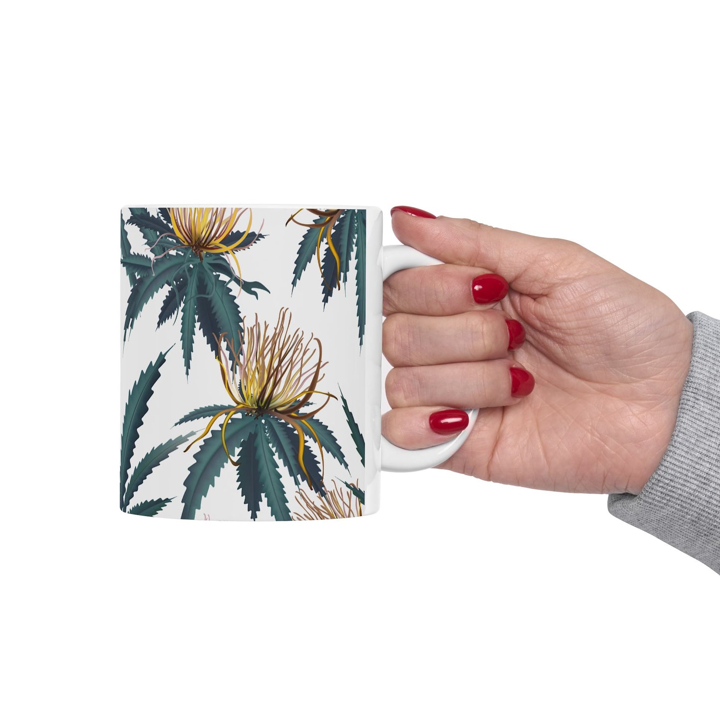 Botanical Greenery Ceramic Mug - 11oz Perfect for Coffee & Tea Lovers