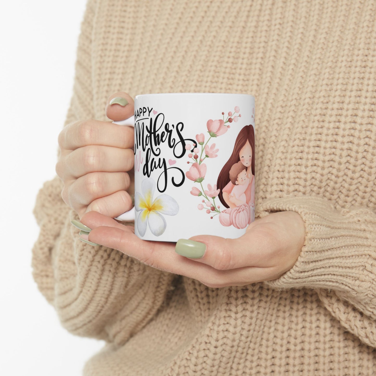 Mother's Day Floral Ceramic Mug | 11oz Sweet Mom Design