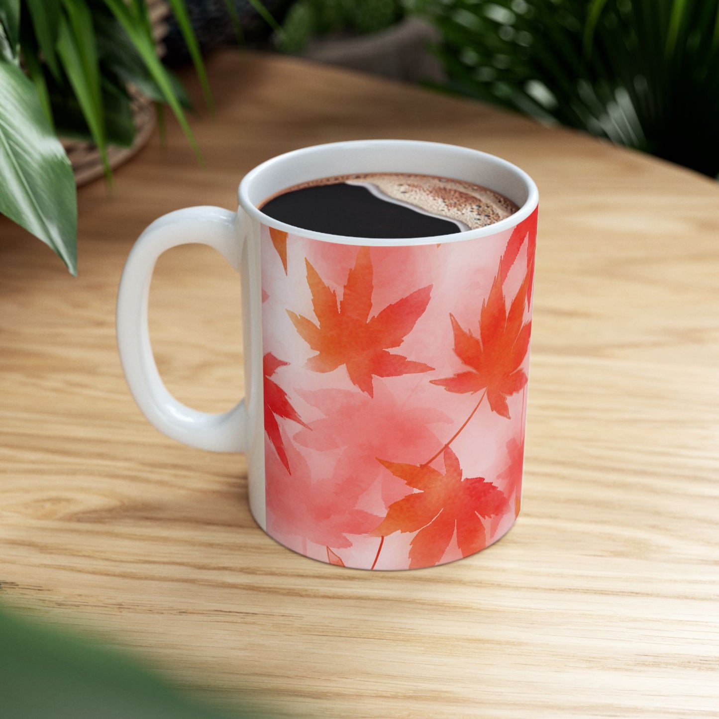 Autumn Leaves Ceramic Mug - Cozy Fall Vibe Coffee Cup 11oz