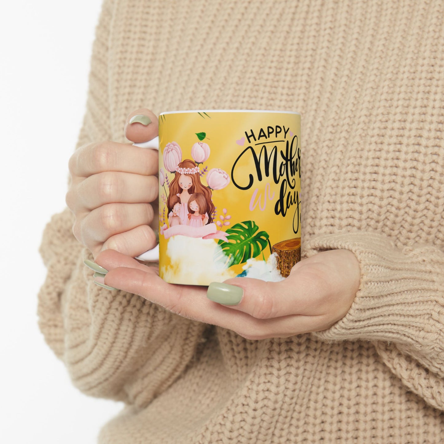 Happy Mother's Day Ceramic Mug - Tropical Floral Design - Perfect Gift for Moms