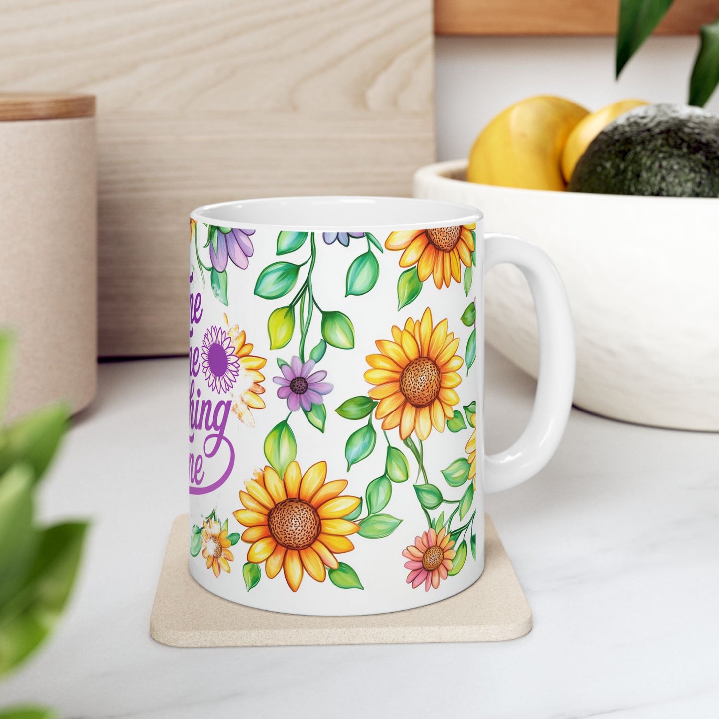 Floral Serenity Mug - "Everything is Fine" Coffee Cup