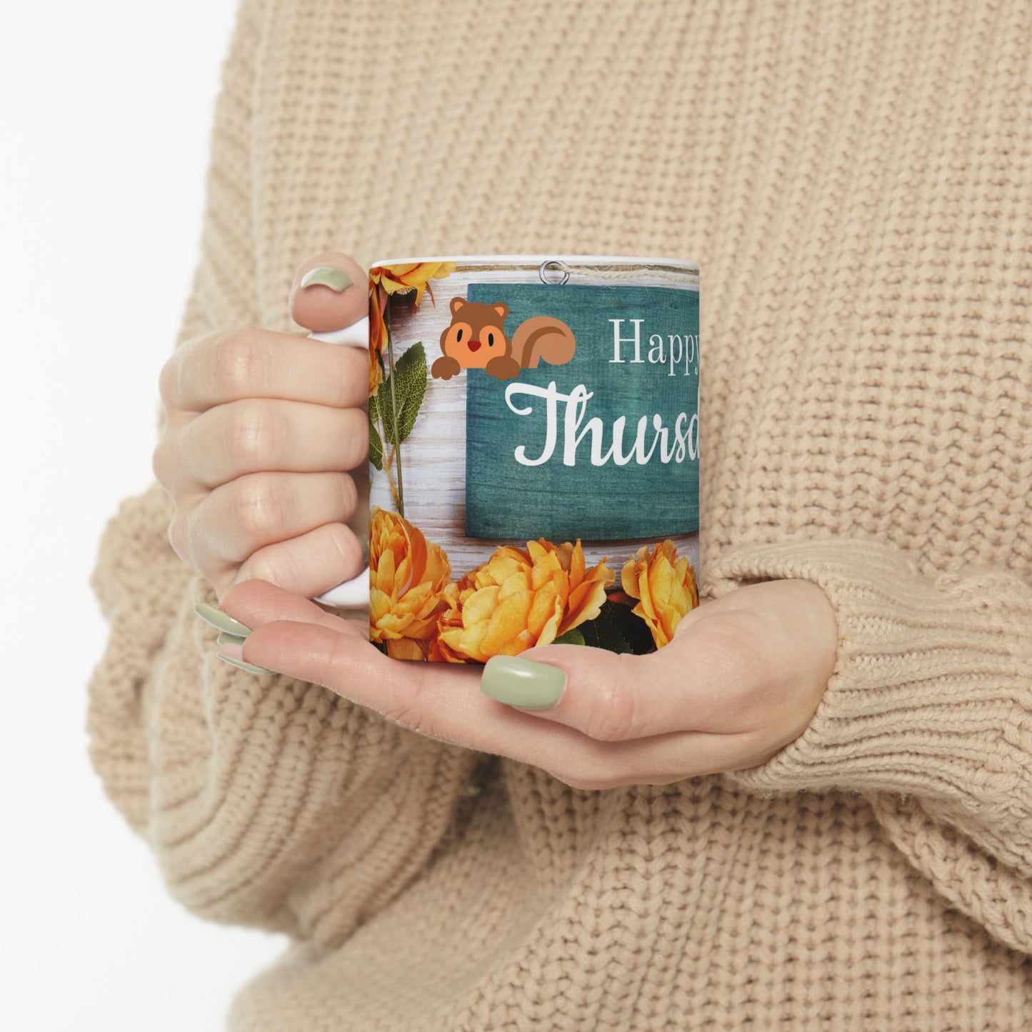 Happy Thursday Floral Ceramic Mug - 11oz