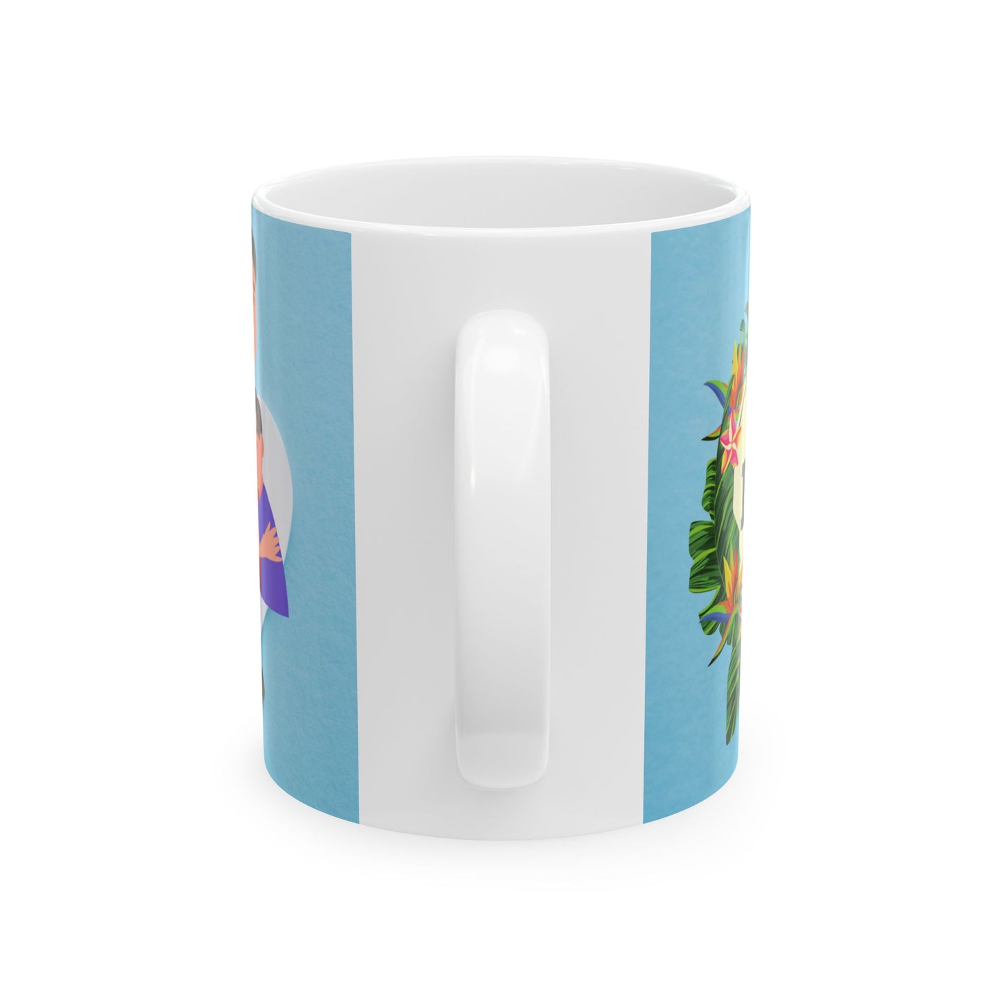 Happy Father's Day Ceramic Mug - Unique Floral Design for Dad