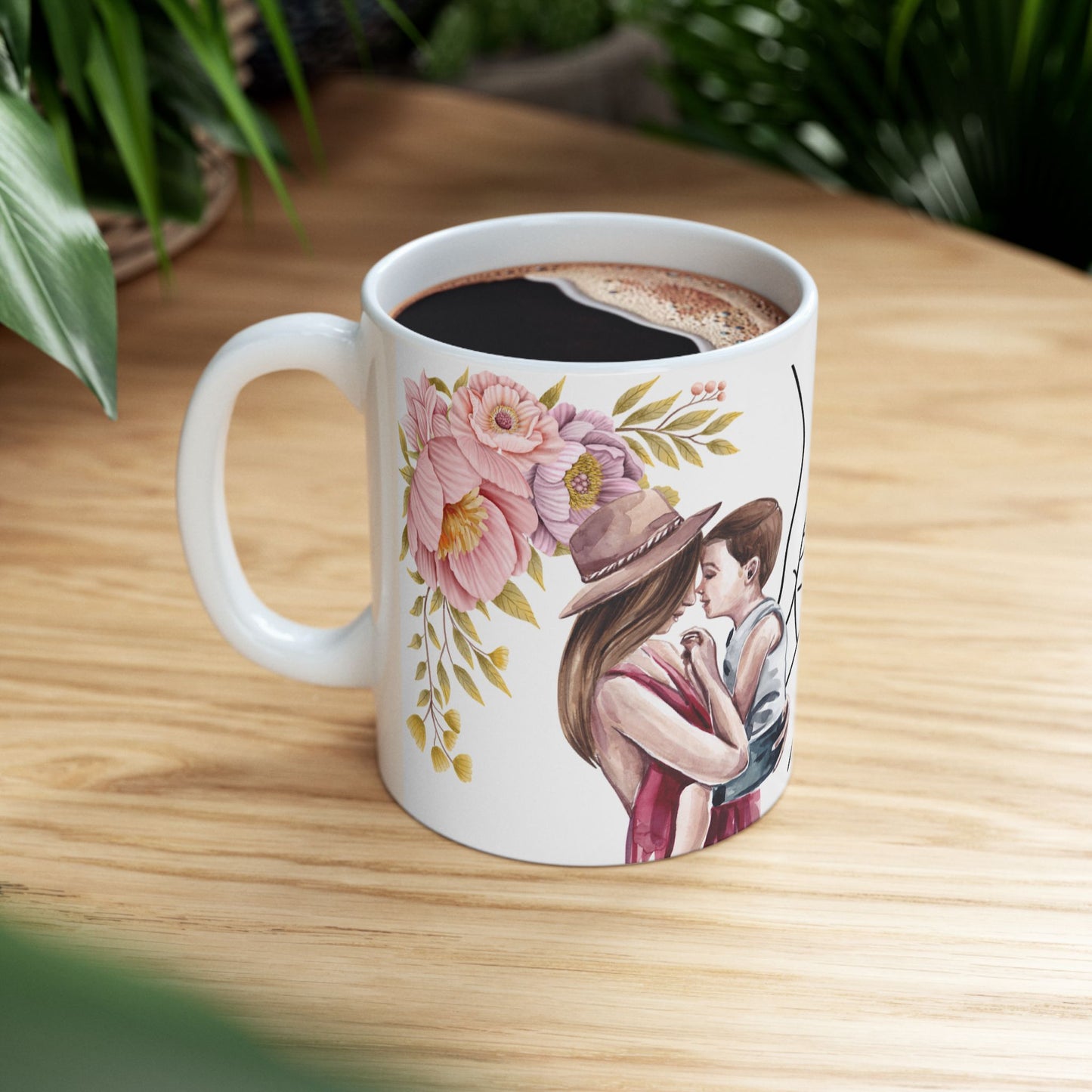 Romantic Floral Ceramic Mug | 11oz Perfect Gift for Couples