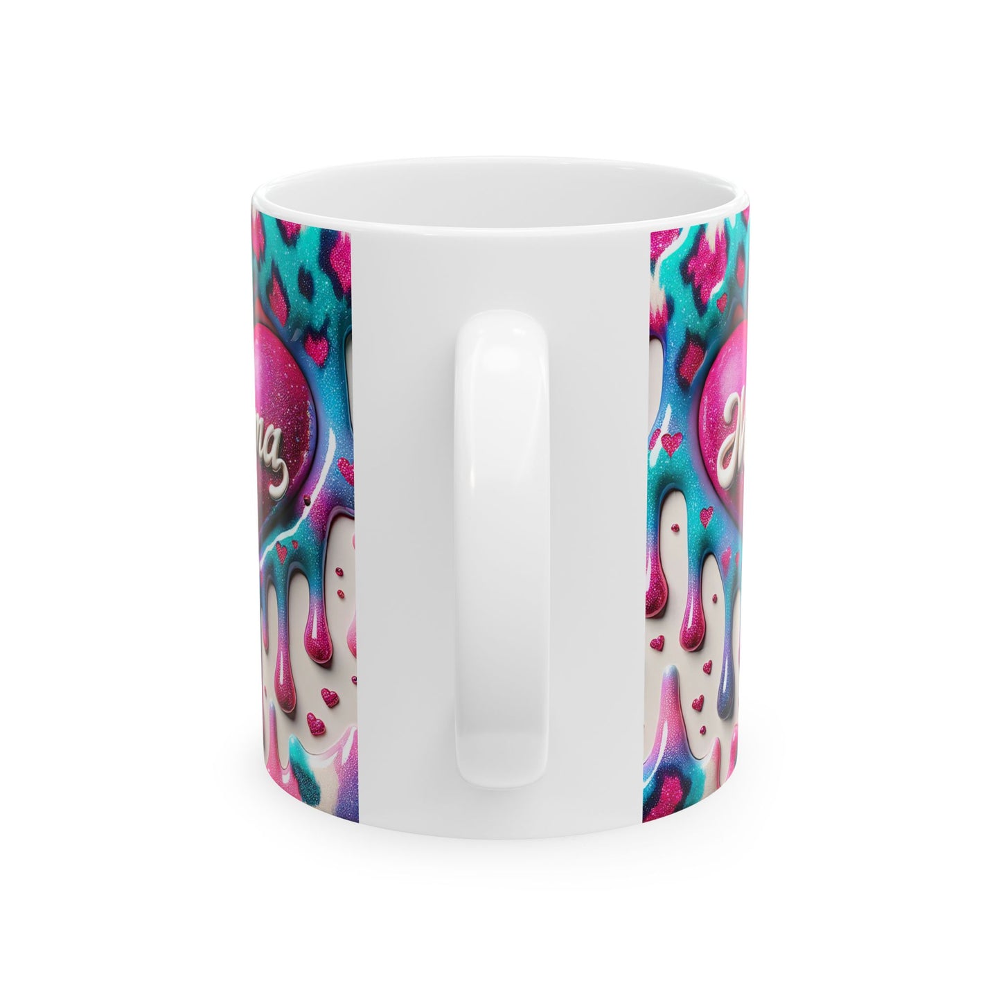 Colorful Drippy Heart Ceramic Mug - 11oz