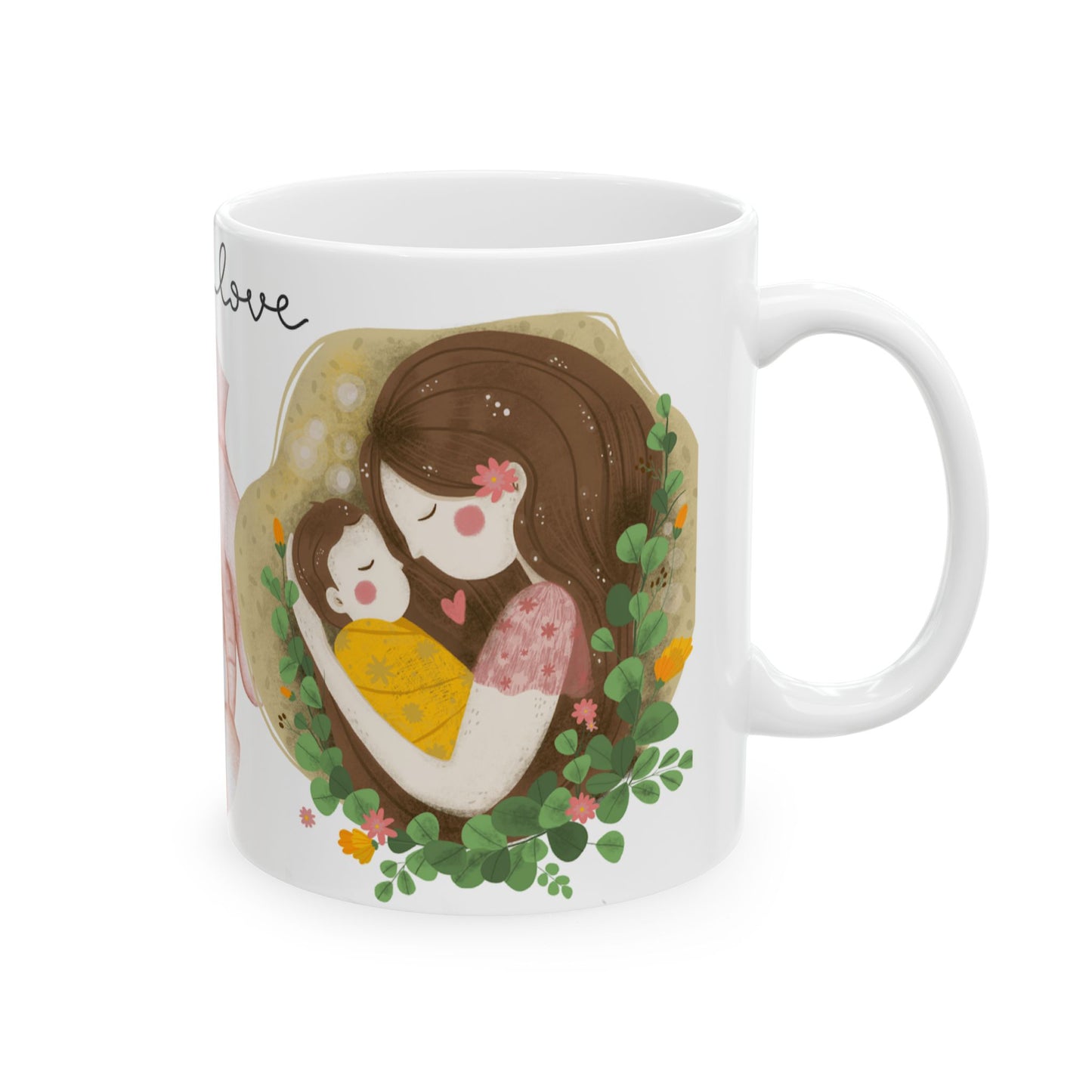 Mother's Love Floral Ceramic Mug - Perfect Gift for Mom