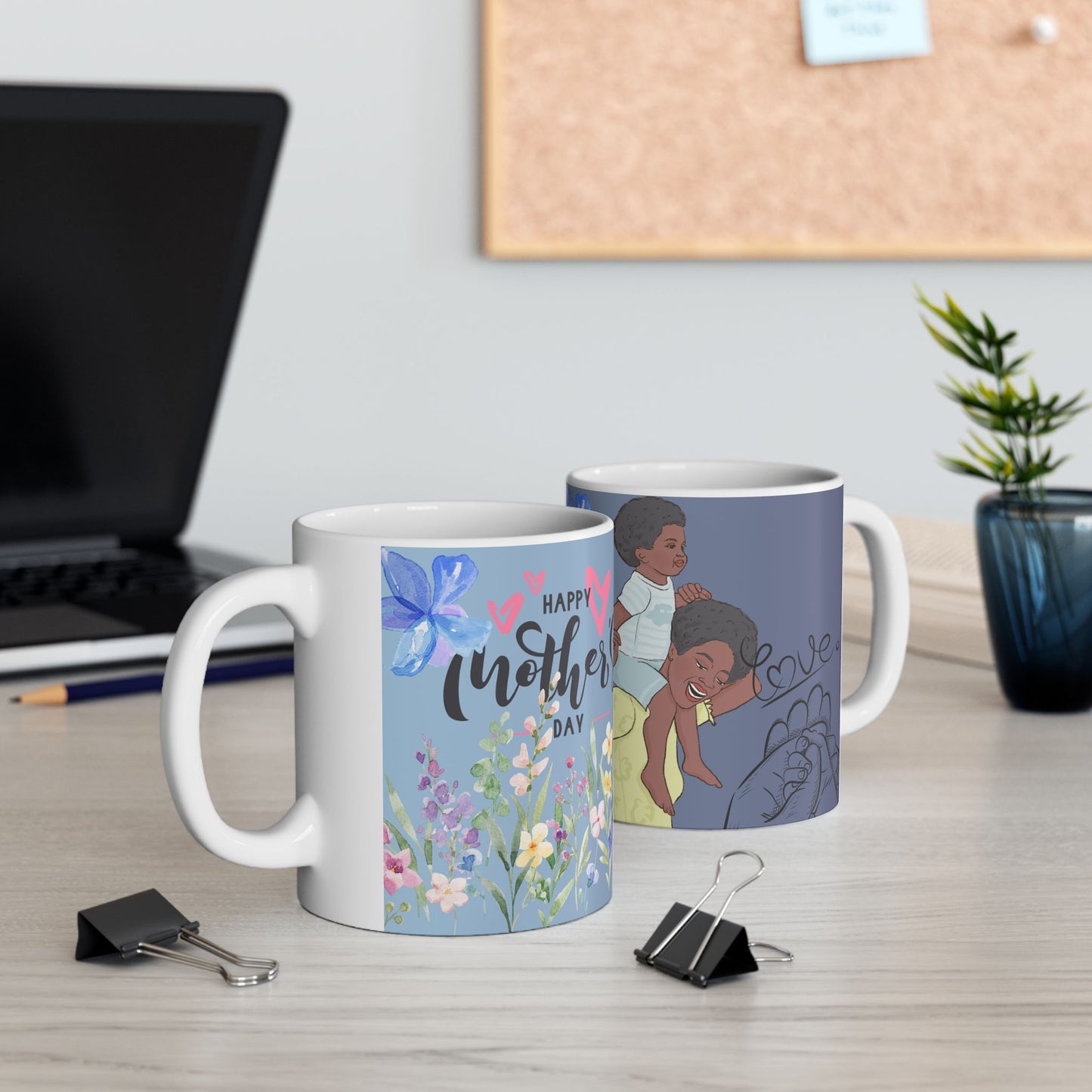 Floral Mother's Day Ceramic Mug | 11oz Heartwarming Mom & Child Design