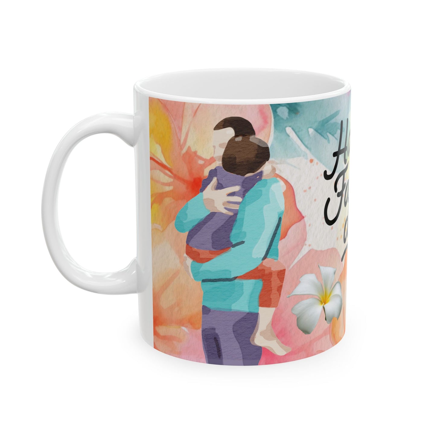Happy Father's Day Floral Mug Ceramic Coffee Cup for Dad