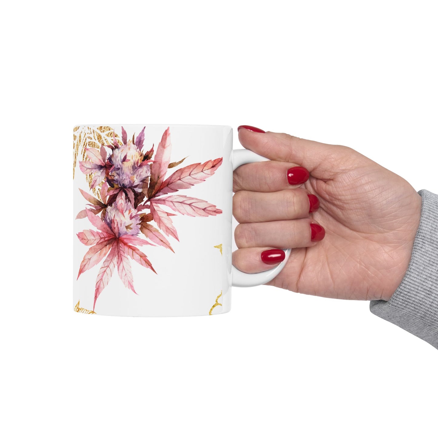 Elegant Floral Ceramic Mug - 11oz
