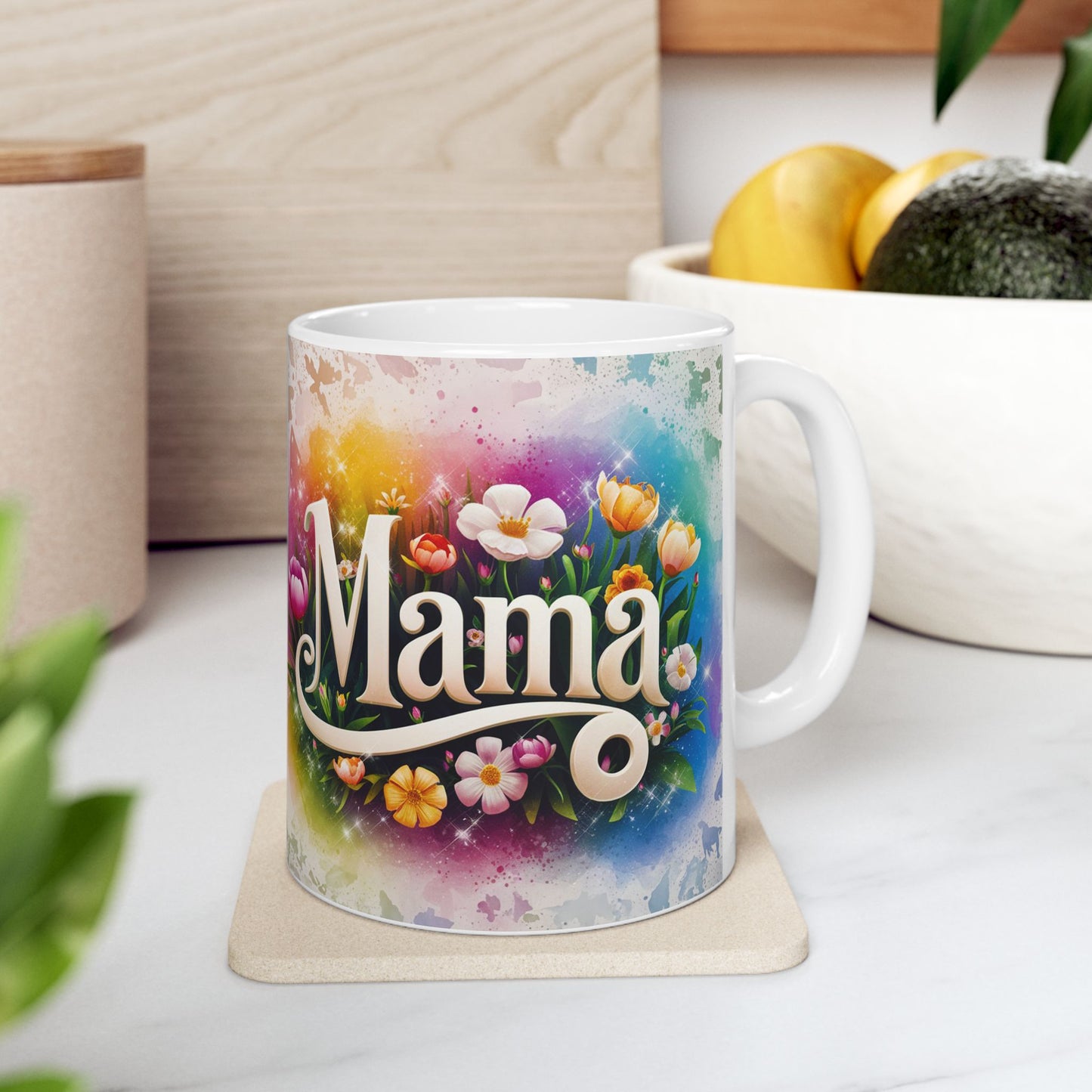 Floral 'Mama' Ceramic Mug - Colorful Garden Design for Moms