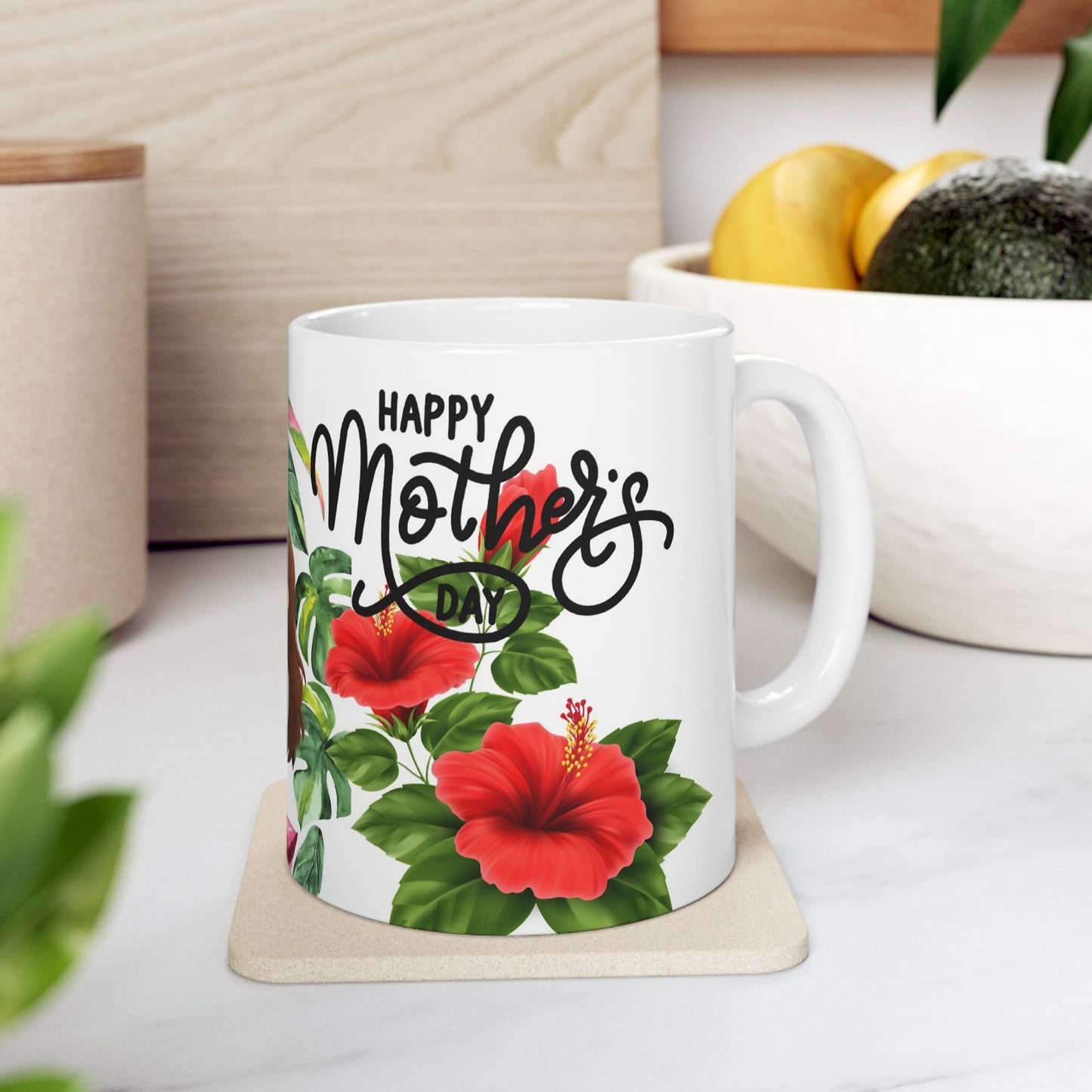Happy Mother's Day Ceramic Mug - Floral Design, Perfect Gift for Mom