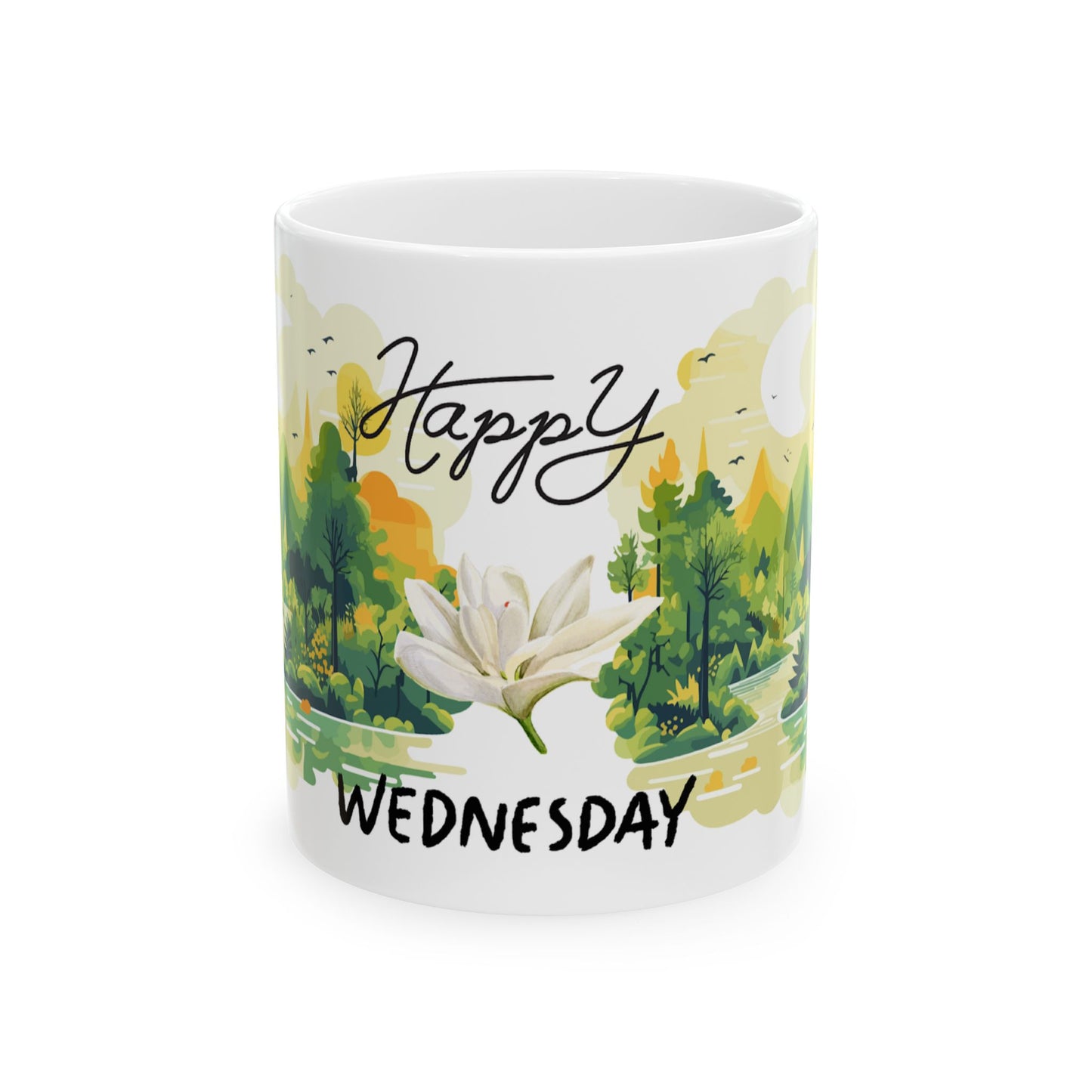 Nature-Inspired Happy Wednesday Ceramic Mug