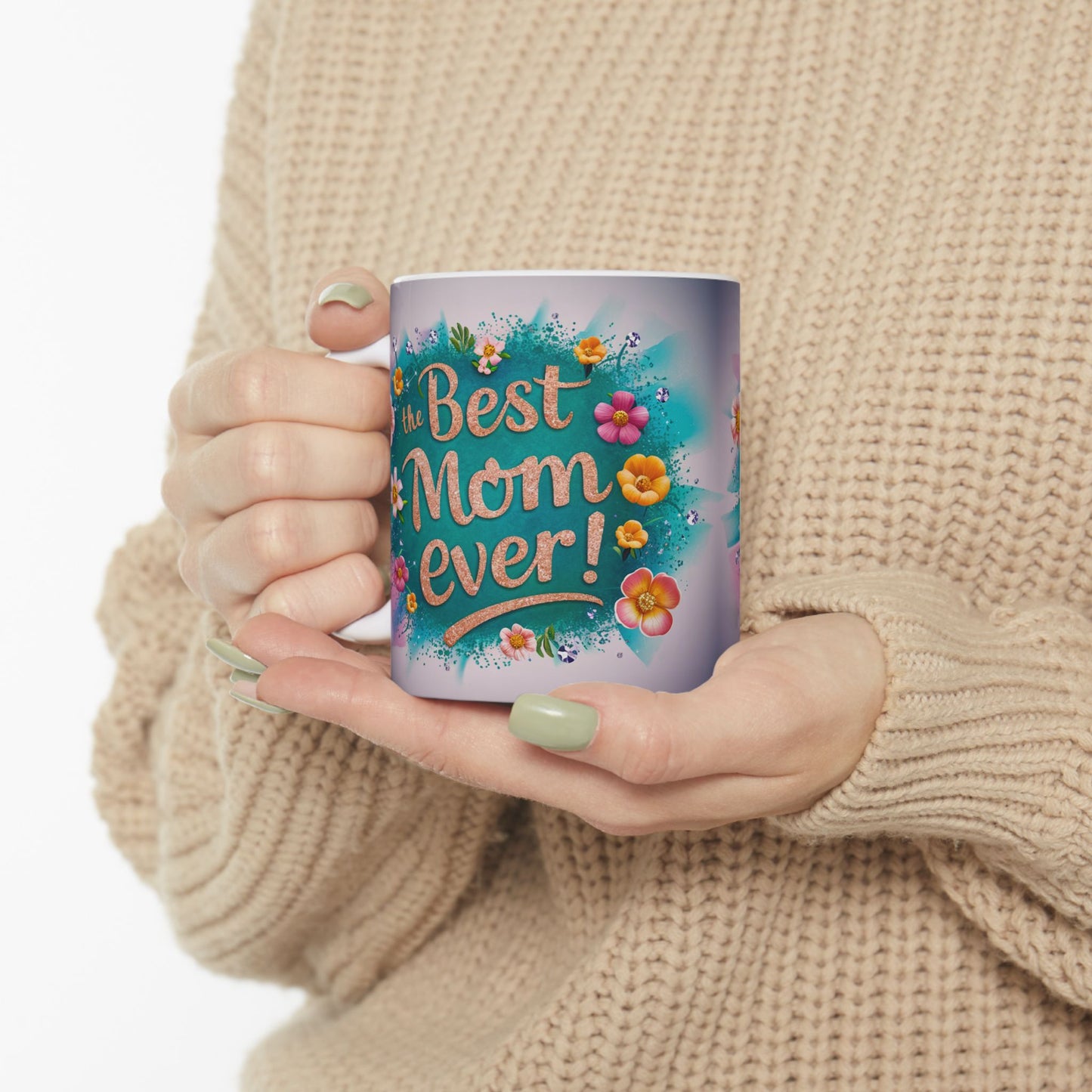 Floral Ceramic Mug - "Best Mom Ever" - Perfect Gift for Mother's Day