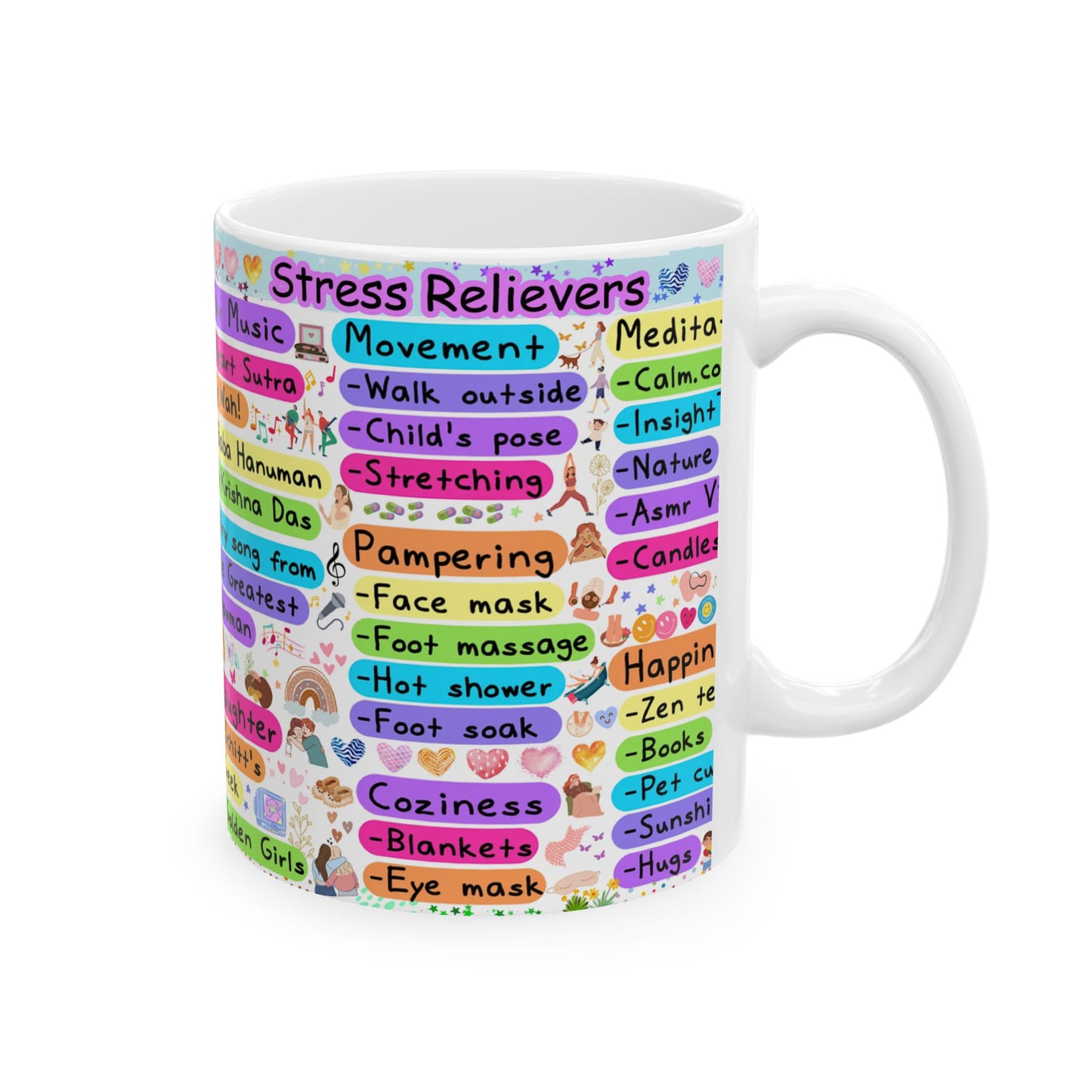 Colorful Ceramic Mug - Uplifting Affirmations & Favorites for Self-Care
