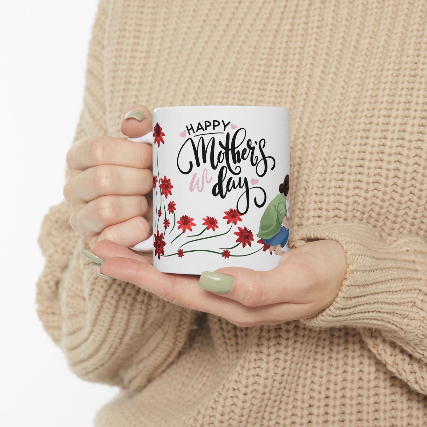 Happy Mother's Day Floral Ceramic Mug - Perfect Gift for Moms