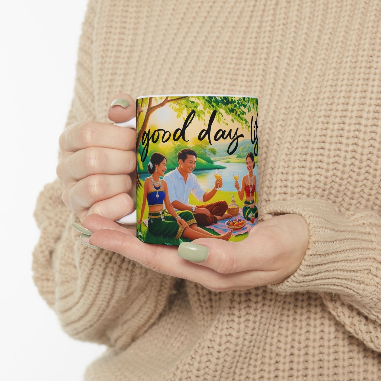 Ceramic Mug - "Good Day Life is Good" Inspirational Coffee Cup for Relaxing Moments, Perfect Gift for Friends, Home & Office