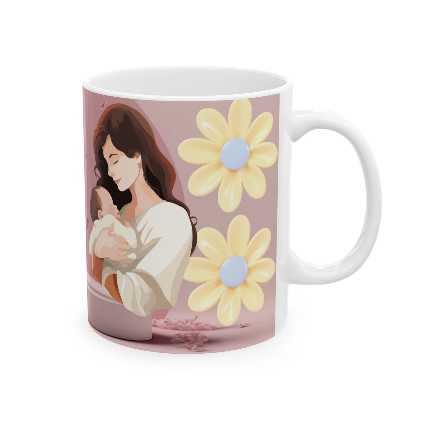 Mother's Day Ceramic Mug - Pink Floral Design for Mama