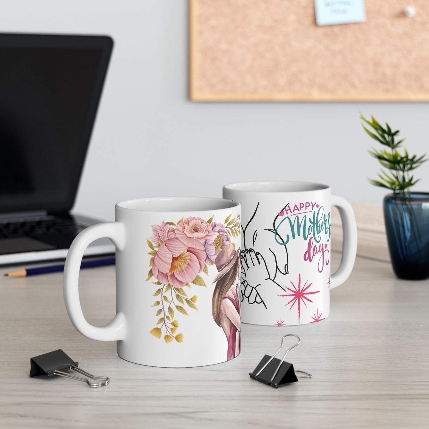 Romantic Floral Ceramic Mug | 11oz Perfect Gift for Couples