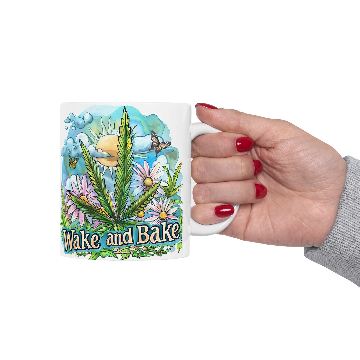 Wake & Bake Ceramic Mug | Nature-Inspired Coffee Cup for Relaxed Mornings