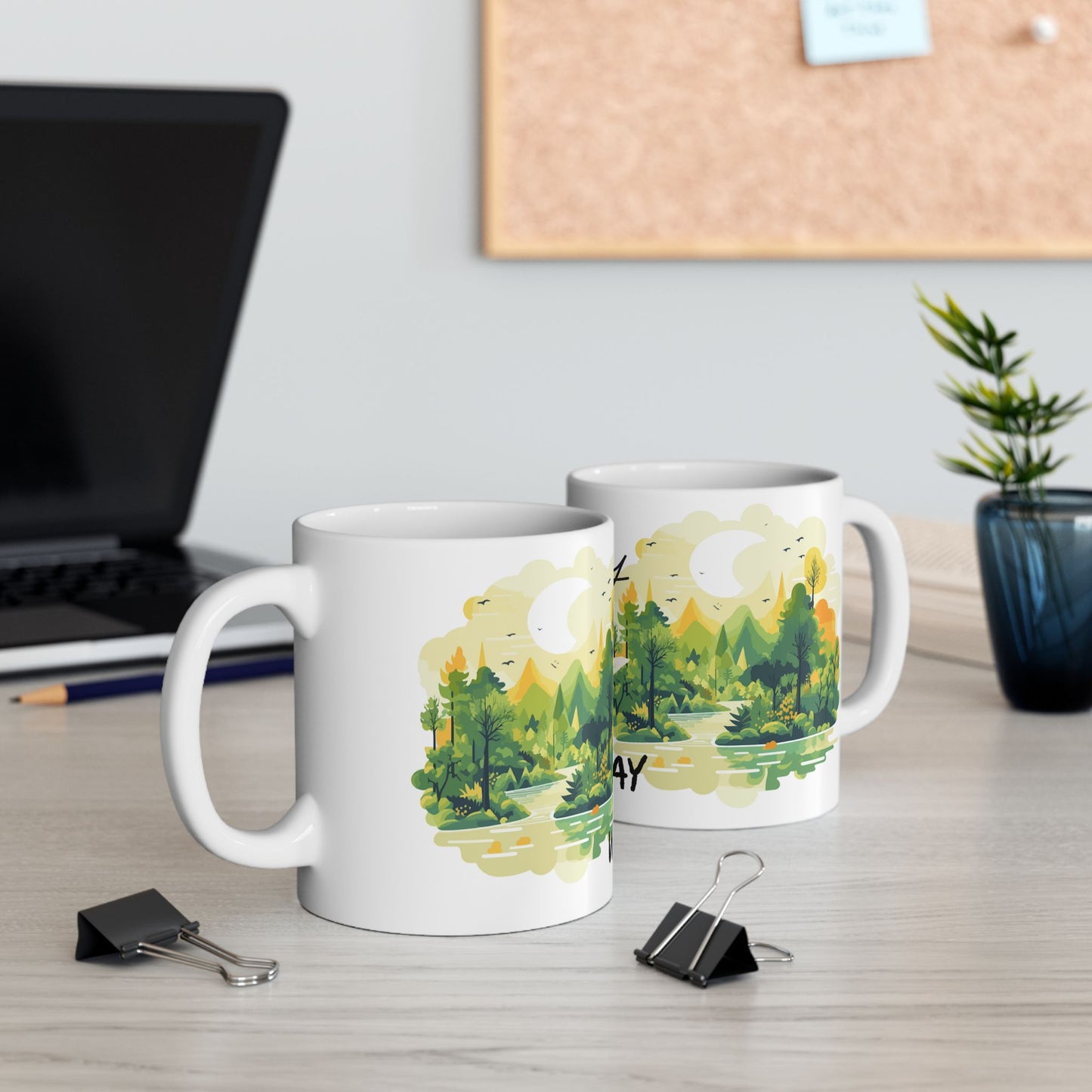 Nature-Inspired Happy Wednesday Ceramic Mug
