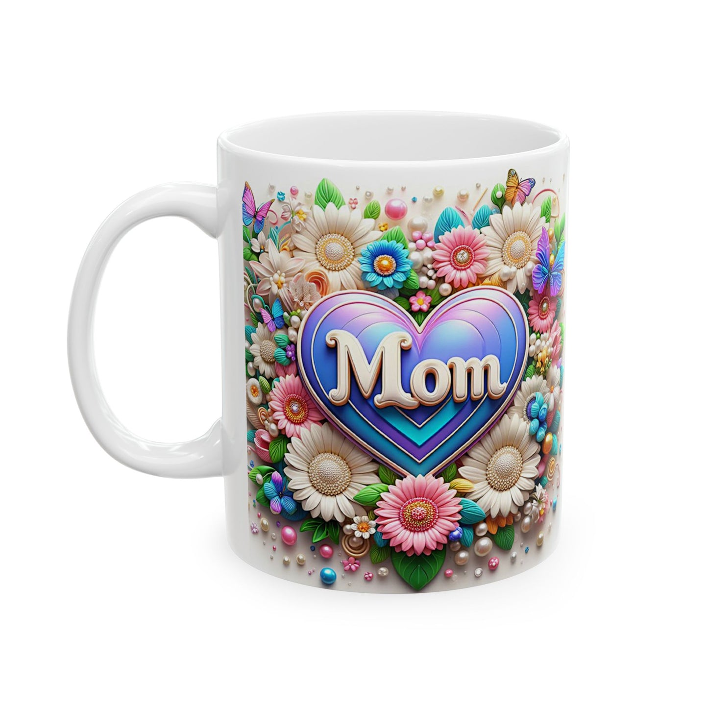 Floral Butterflies Mug - Colorful Ceramic Coffee Cup for Mother's Day and Spring Celebrations