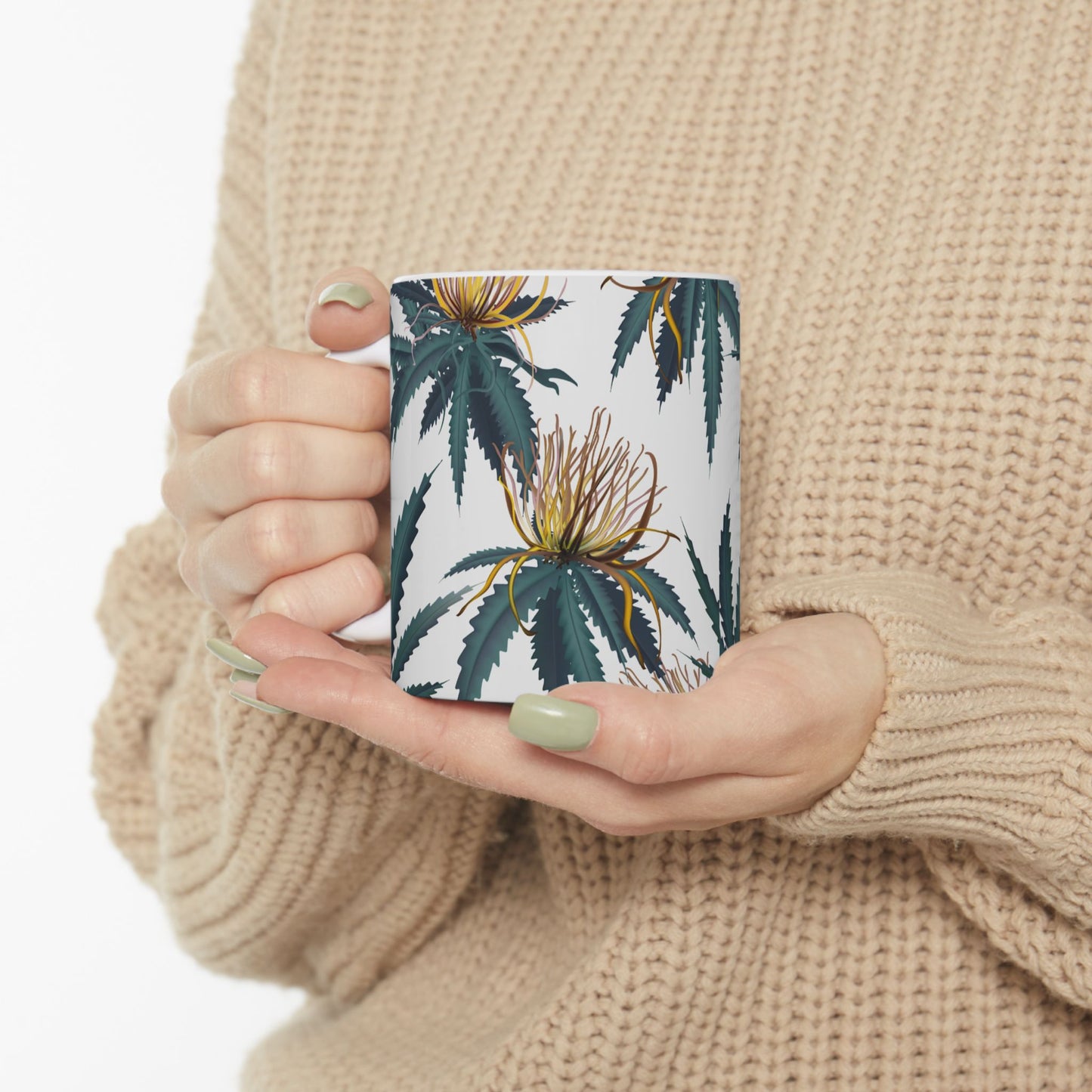 Botanical Greenery Ceramic Mug - 11oz Perfect for Coffee & Tea Lovers