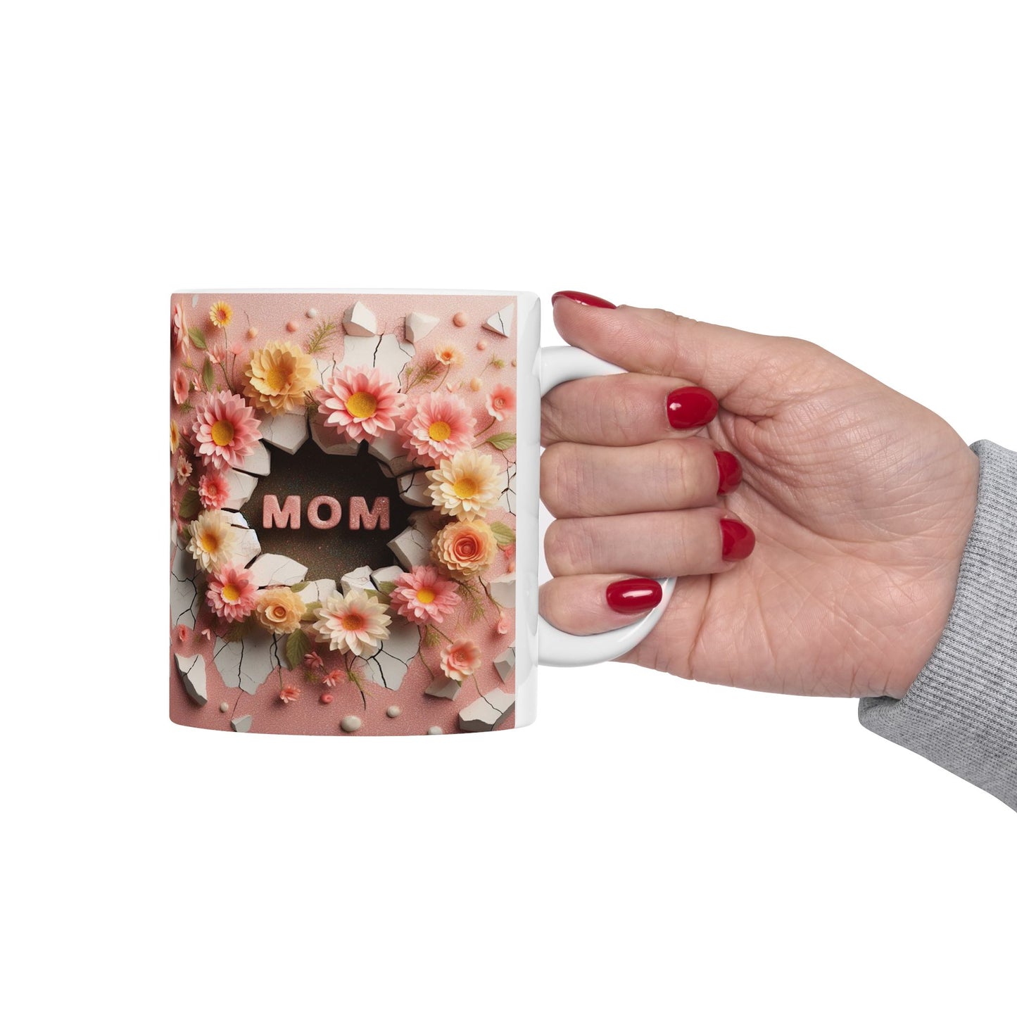 Floral Breakthrough Ceramic Mug - 11oz