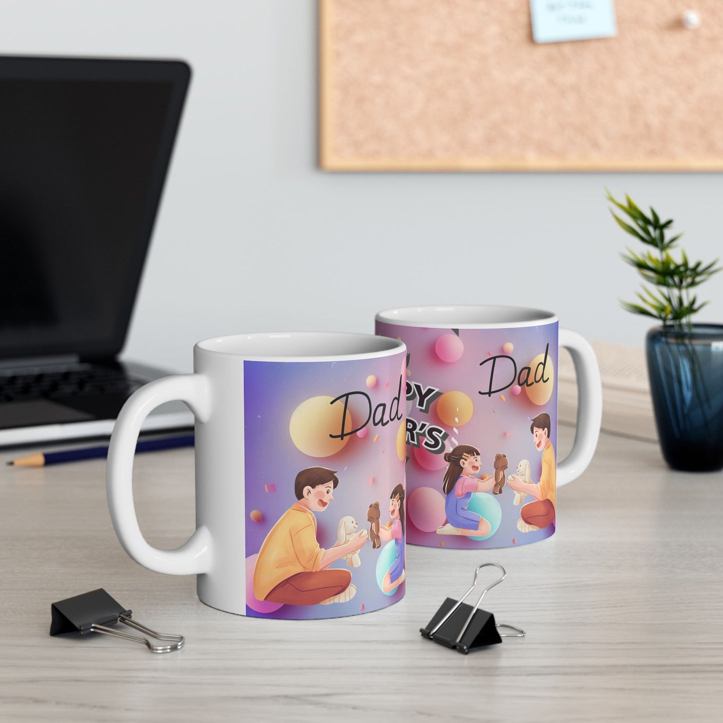 Happy Father's Day Ceramic Mug - Cute Design for Dad
