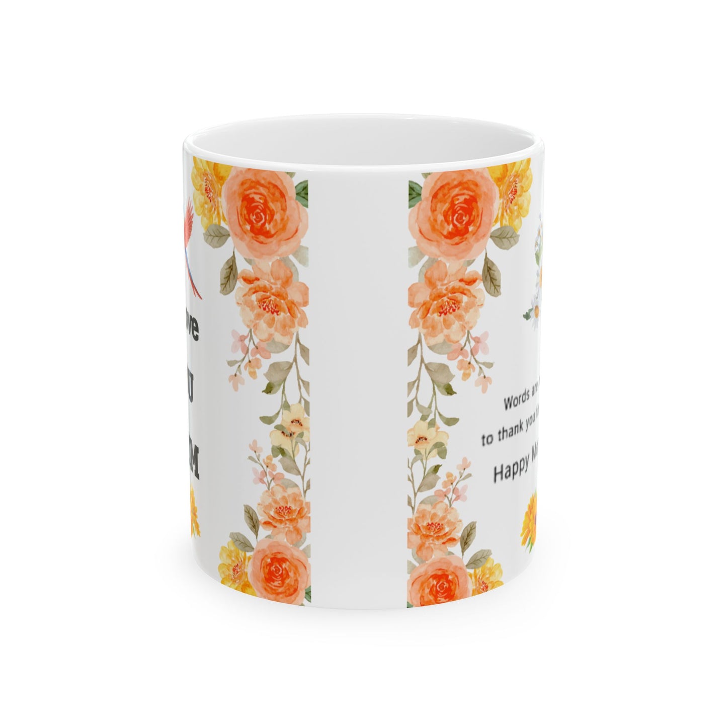 Floral Thank You Ceramic Mug - 11oz Perfect Gift for Mother's Day