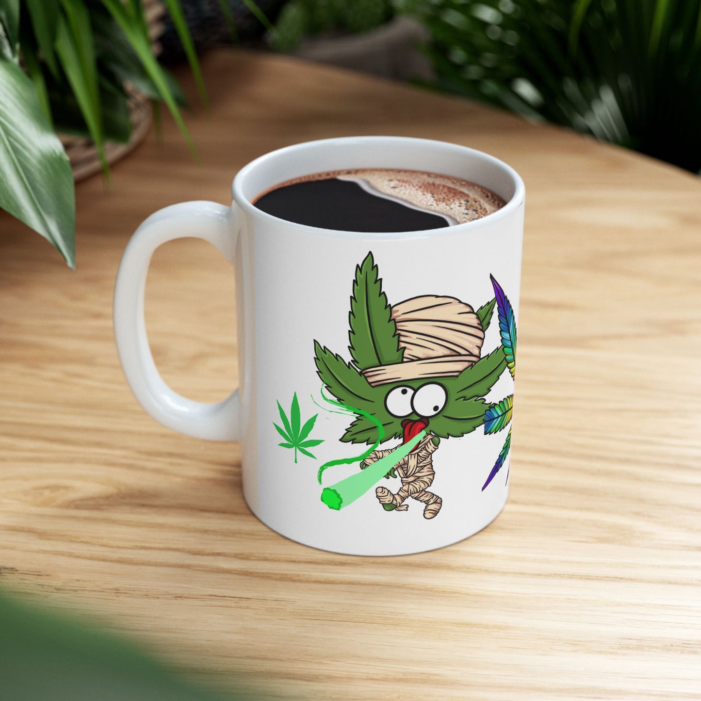 Colorful Cannabis-Themed Ceramic Mug for Herb Enthusiasts