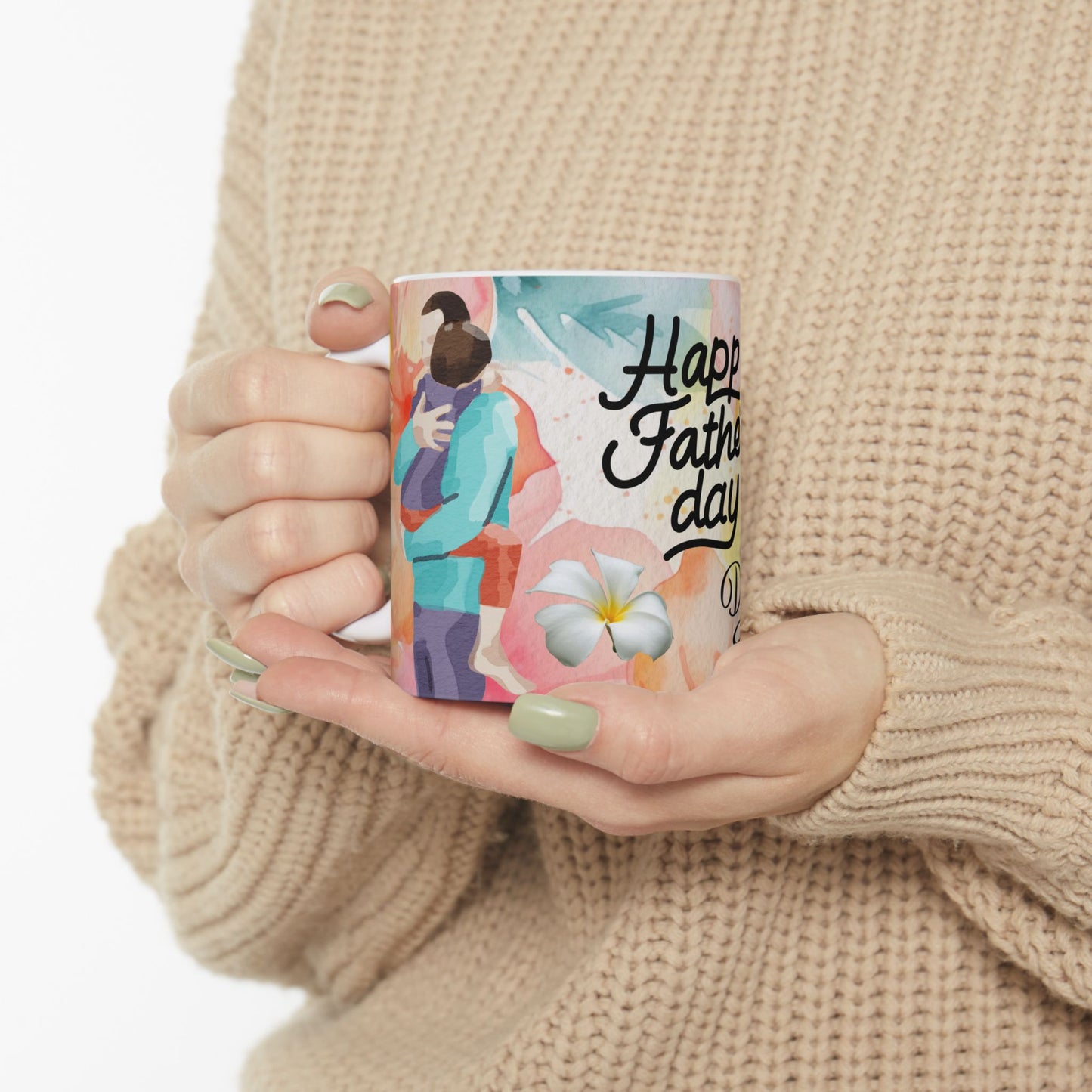 Happy Father's Day Floral Mug Ceramic Coffee Cup for Dad