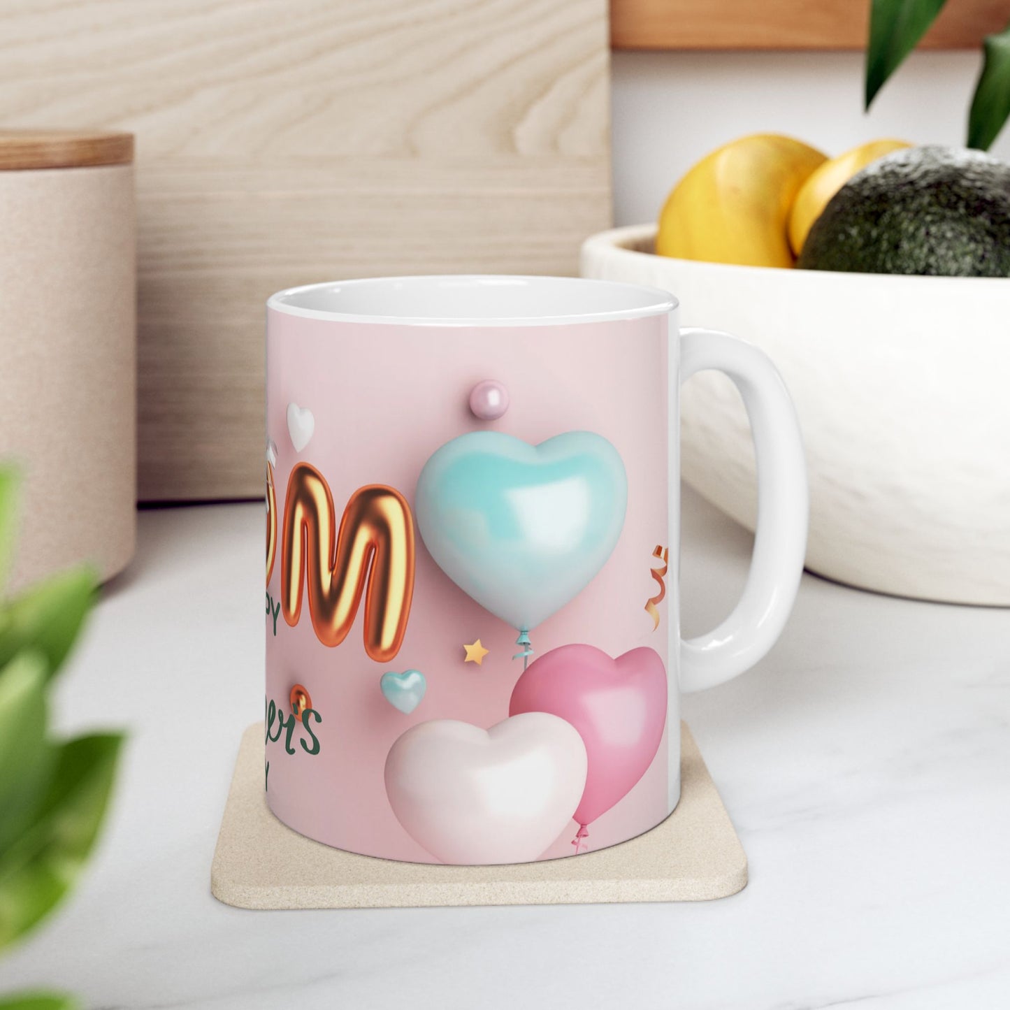 Happy Mother's Day Ceramic Mug - Fun Balloon Design for Moms
