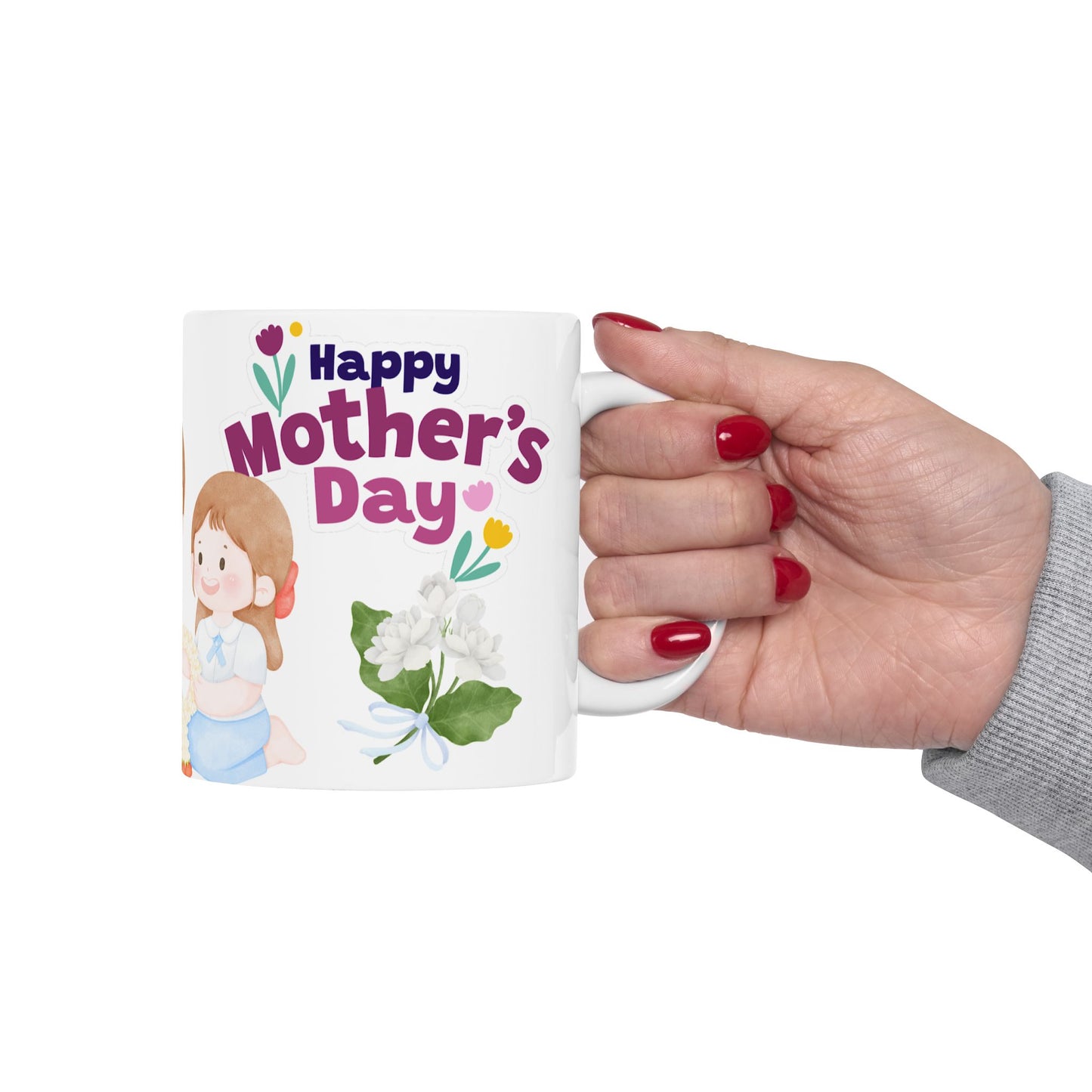 Mother's Day Ceramic Mug - Cute Mom and Daughter Design, Perfect Gift for Moms