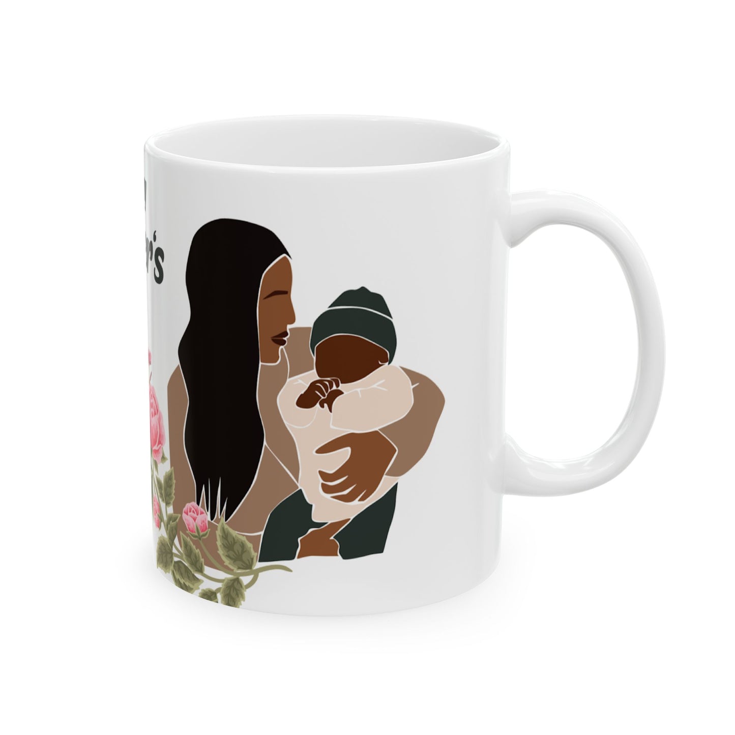 Happy Mother's Day Ceramic Mug - Floral Design Gift for Mom