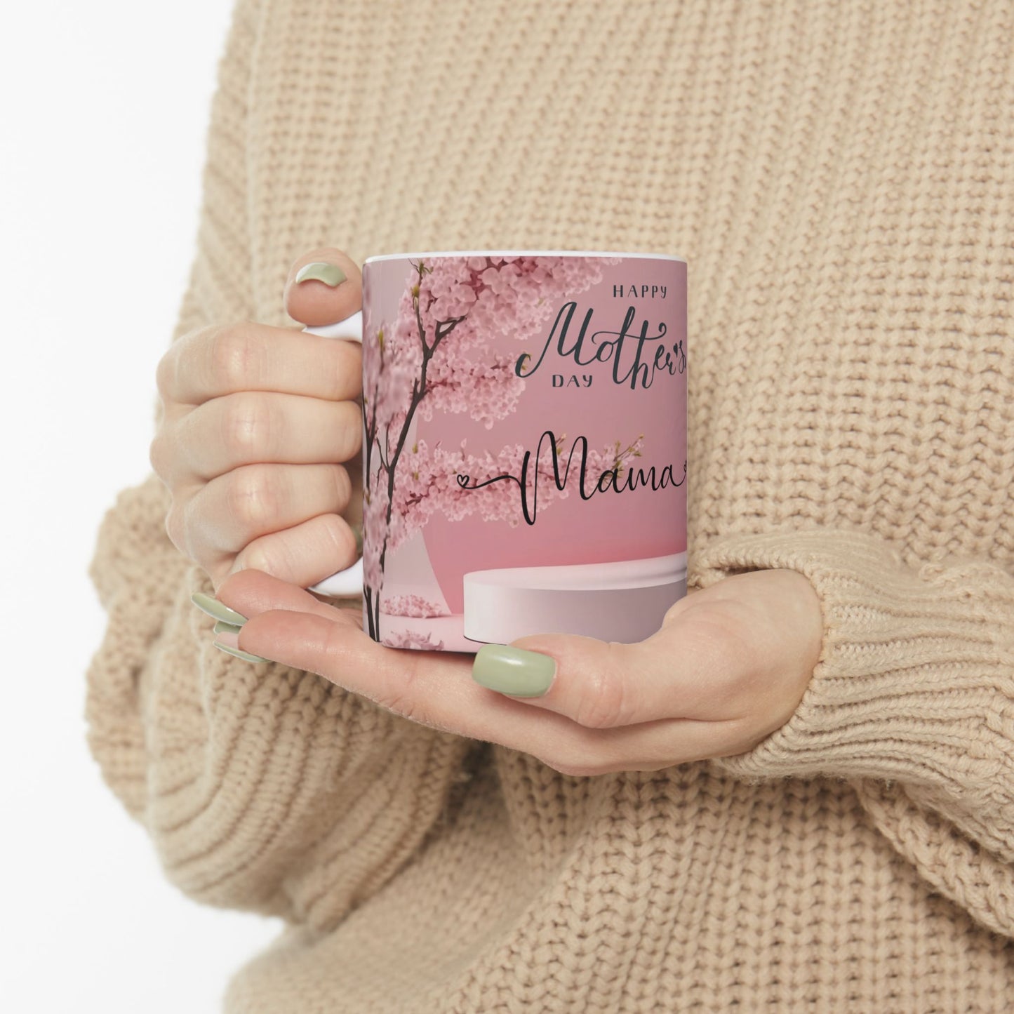Mother's Day Ceramic Mug - Pink Floral Design for Mama
