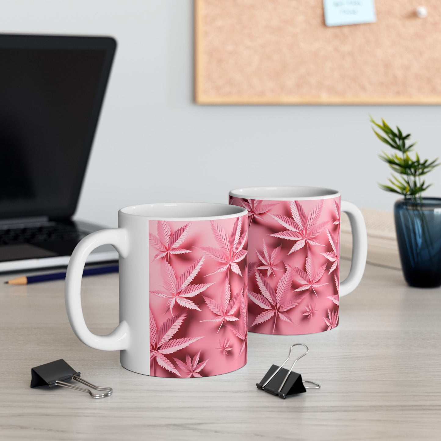Pink Leaf Ceramic Mug Perfect for Coffee Lovers & 420 Enthusiasts