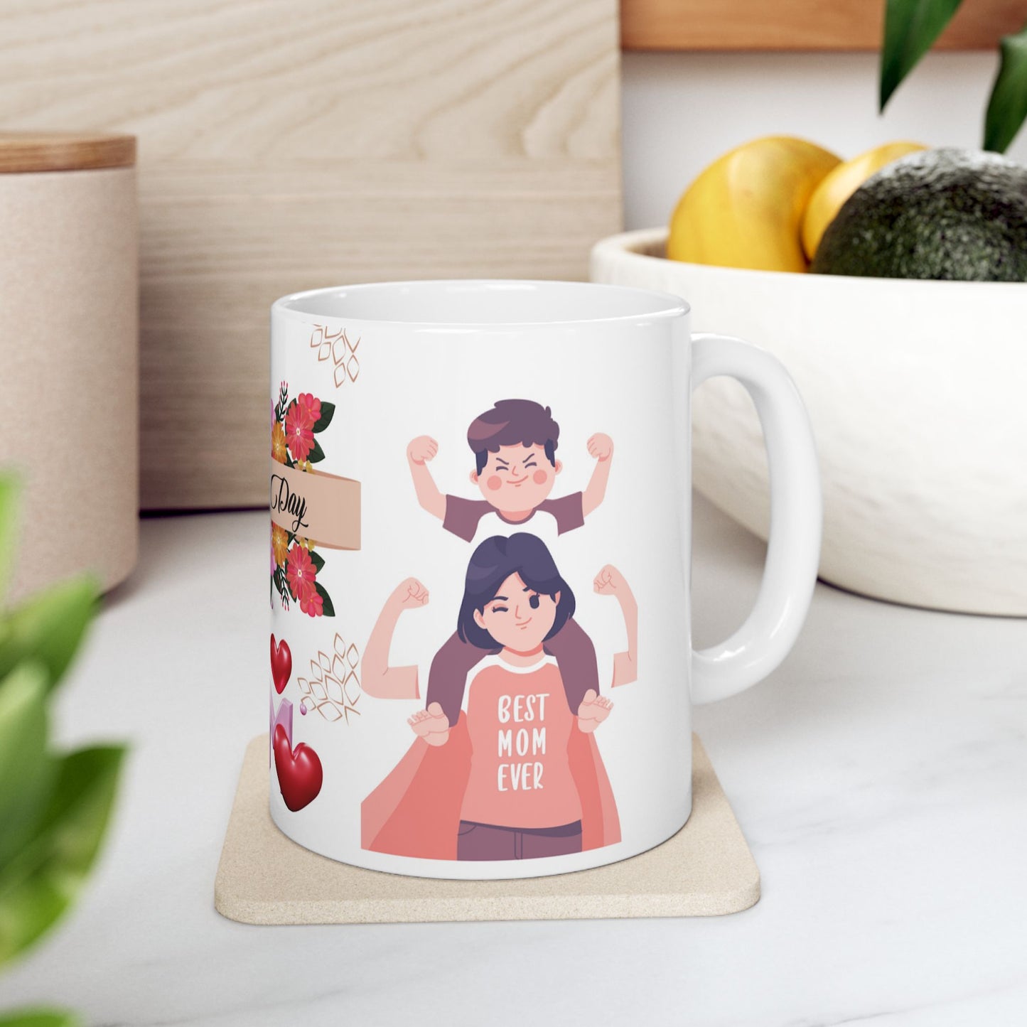 Mother's Day Floral Ceramic Mug - Heartfelt Gift for Mom