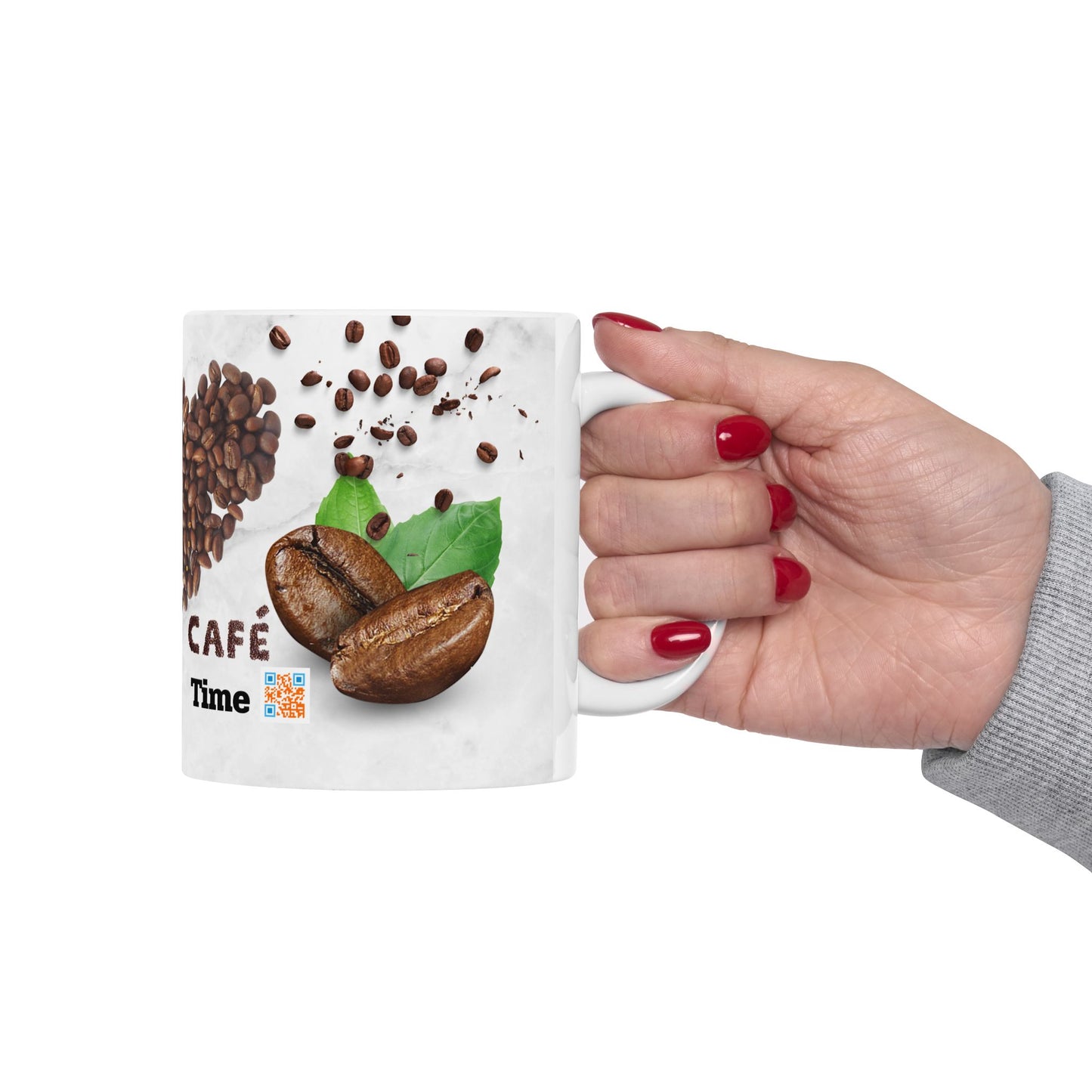 Coffee Lover's Ceramic Mug - Heart Coffee Design - Perfect for Café Time