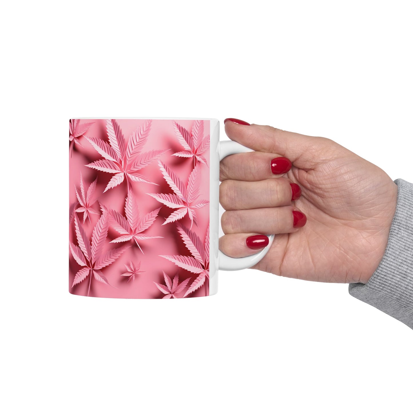 Pink Leaf Ceramic Mug Perfect for Coffee Lovers & 420 Enthusiasts