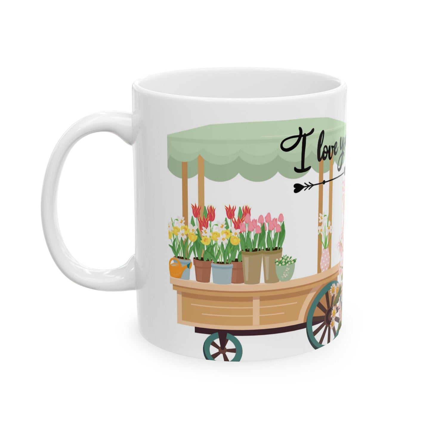 Floral Bouquet Ceramic Mug - 'I Love You Mom' - Perfect Gift for Mother's Day