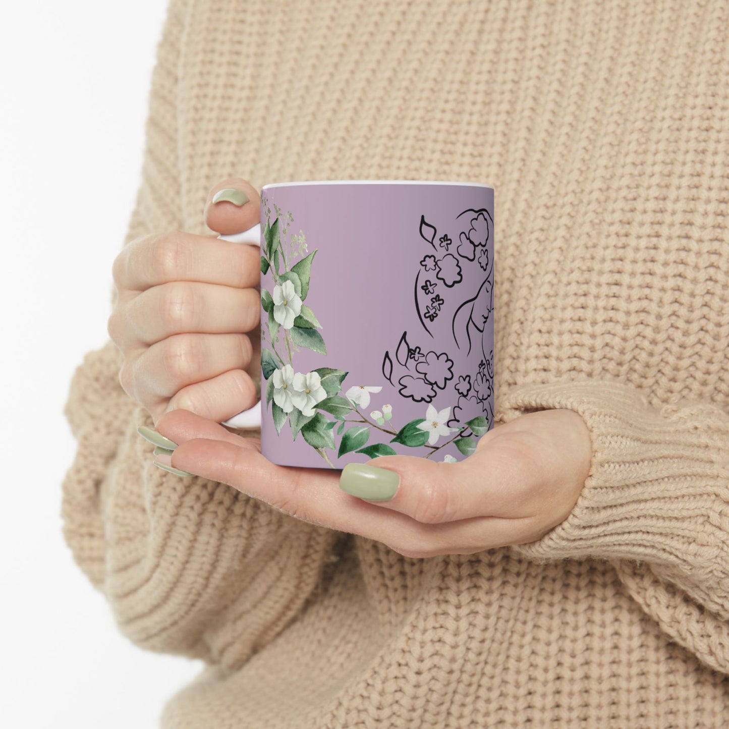 Floral Mother's Day Ceramic Mug - Perfect Gift for Mom, Elegant Tea Cup, Personalized Coffee Mug, Birthday Present, Housewarming Gift