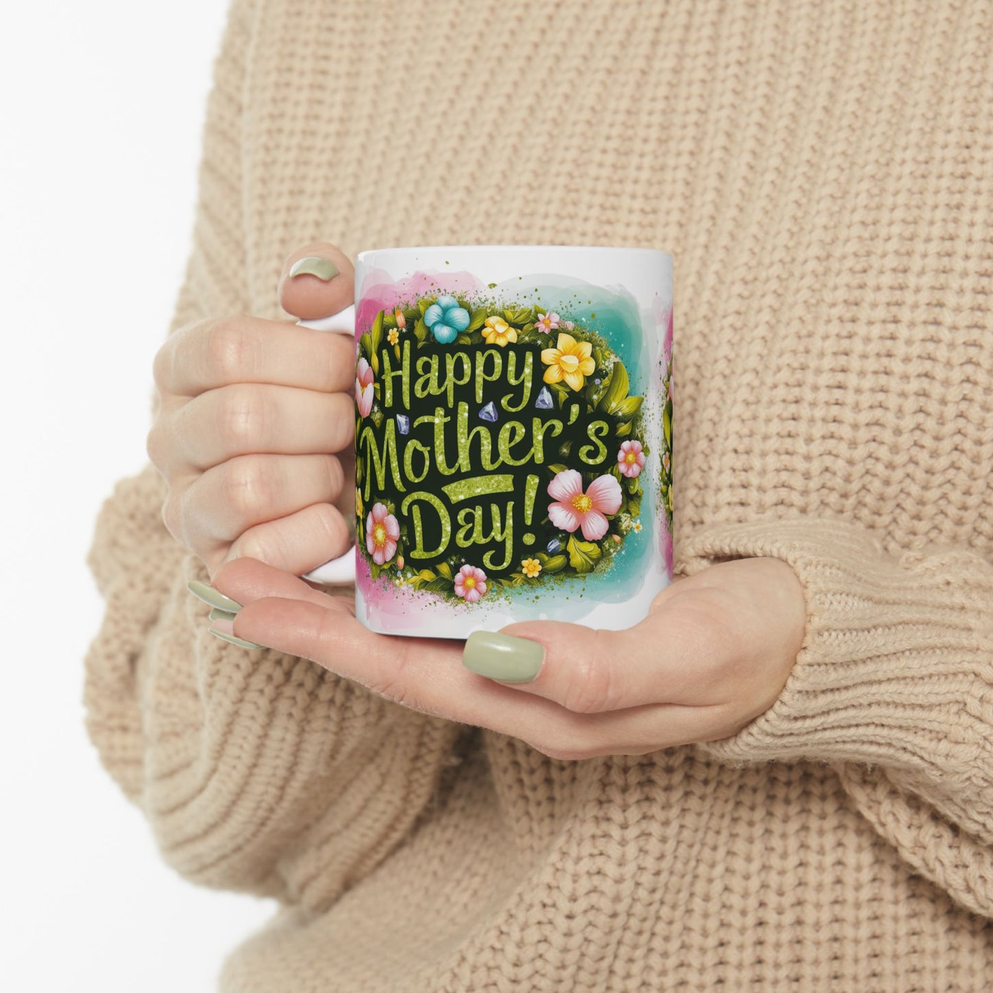 Happy Mother's Day Floral Ceramic Mug - 11oz Perfect Gift for Moms