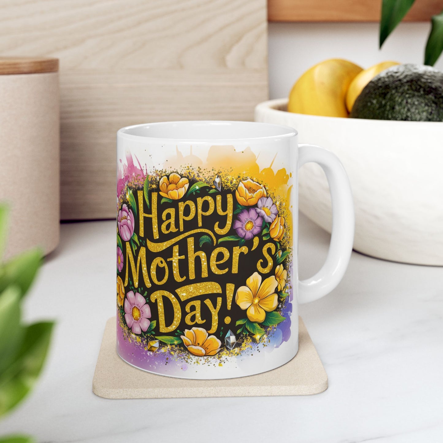 Happy Mother's Day Floral Ceramic Mug - 11oz