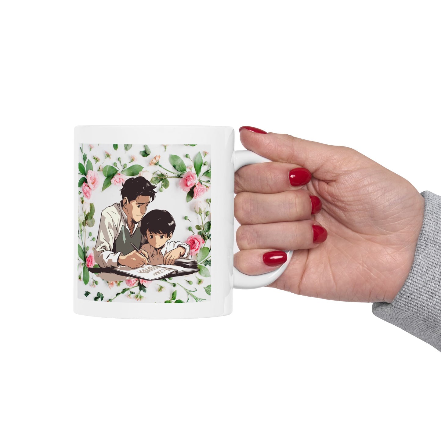 Floral Father's Day Ceramic Mug - Perfect Gift for Dad