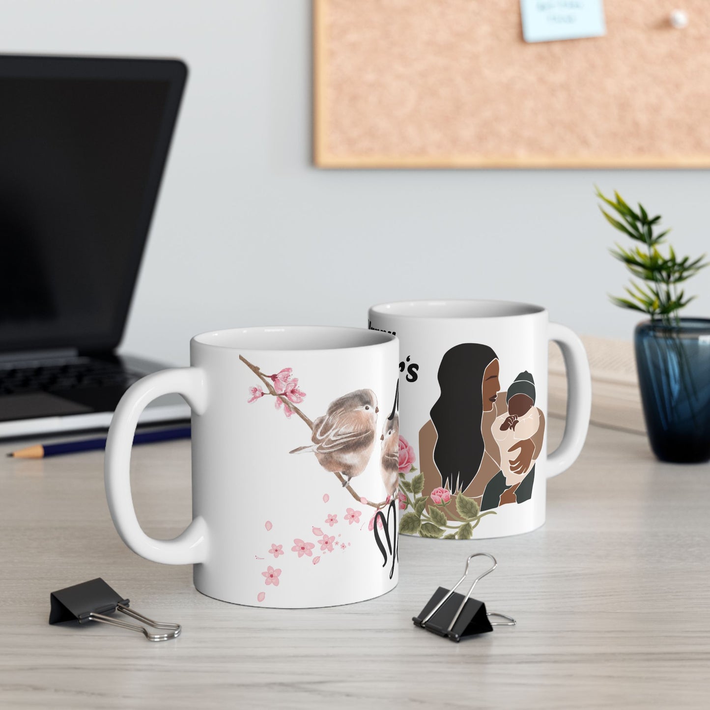 Happy Mother's Day Ceramic Mug - Floral Design Gift for Mom
