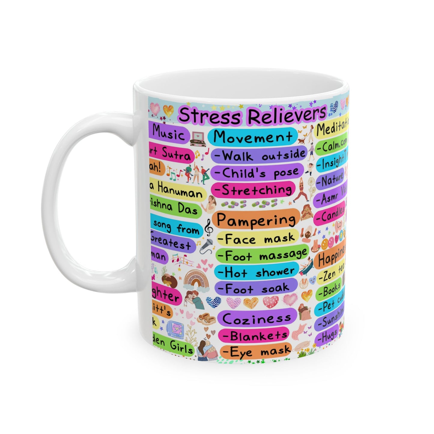 Colorful Ceramic Mug - Uplifting Affirmations & Favorites for Self-Care