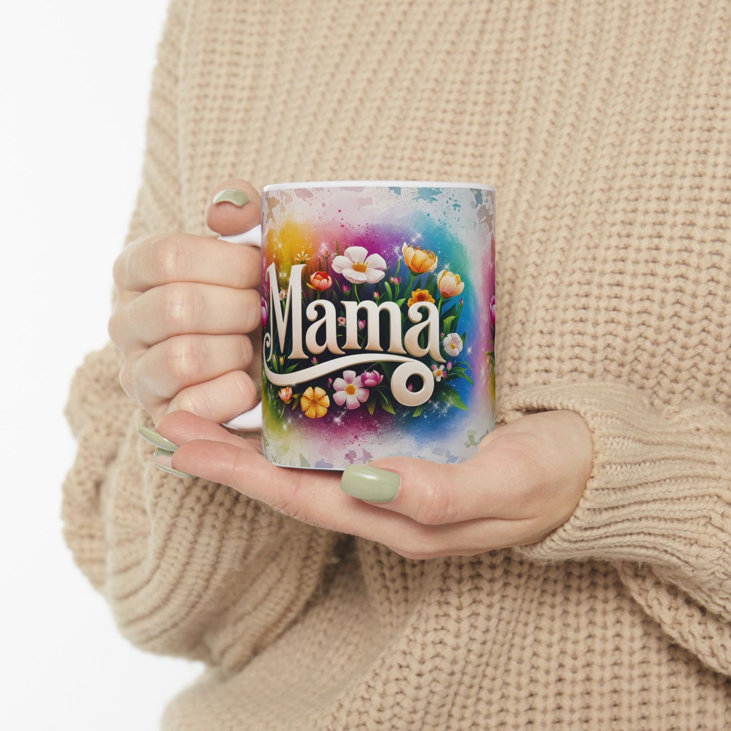 Floral 'Mama' Ceramic Mug - Colorful Garden Design for Moms
