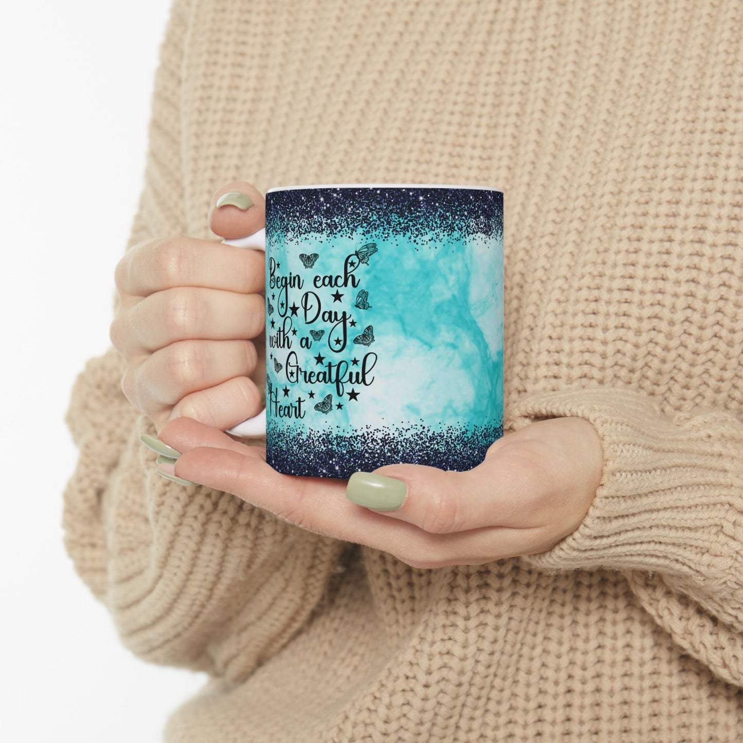 Inspirational Ceramic Mug - "Be Yourself, You're Beautiful" - 11oz